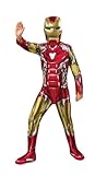 Rubies 700649 Costume Iron Man Endgame Classic, Oficiale Marvel, Per ragazzi, Tuta stampata, copristivali e maschera, Multicolore, Taglia L (8-10 anni)