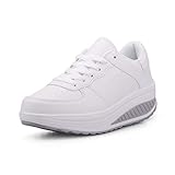 Donne Sneaker Dimagrante Scarpe Passeggio & Scarpe Ginnastica Fitness Cunei Piattaforma Scarpe（39,Bianco