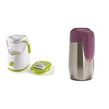 Chicco 00007656000000 Easy Meal Cuocipappa, Cottura a Vapore e Omogenizzatore per Pappe Sane e Veloc + Chicco 00060181000000 Portapappa Inox Step Up Family, Argento