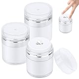 MXTIMWAN 3 Pezzi Contenitore Crema Pump, 50ml Dosatore Contenitore Crema Bottiglie Flaconi Viaggio, Travel Essentials, Airless Pump Cosmetic Crema Jar Contenitori, Dispenser Crema Viso per Viaggiare