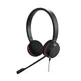 Jabra Evolve 20 Cuffie Stereo Cuffie certificate per Microsoft Teams, softphone VoIP e con funzione Noise Cancelling Cavo USB con controller Nero