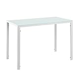 [en.casa] Tavolo da Pranzo con Piano in Vetro e Struttura in Acciaio (AxLxP) 75 x 105 x 60 cm Posti Fino a 4 Persone - Bianco