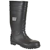 Portwest FW94 Stivale Classic Wellington S4 Stivali di sicurezza in gomma, Unisex - Adulto, SRC, Nero (Nero Bkgr), 43 EU (9 UK)