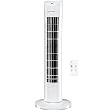 Pro Breeze Ventilatore a Torre Oscillante - 60W Con Timer 7,5 ore e Telecomando - Oscillazione a 70° Gradi e 3 Modalita di Raffreddamento- Altezza 79 cm