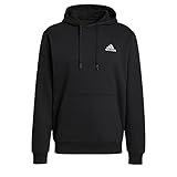 adidas Uomo Essentials Fleece Hoodie, Black/White, M