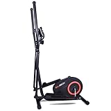 Bici cyclette ellittica cross trainer bidirezionale con volano da 5kg ultra silenzioso, resistenza magnetica regolabile su 8 livelli e design con doppia impugnatura e cardiofrequenzimetro. (Nero)