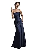 WTW Women s Strapless Long Satin Formal Evening Party Gown Bridesmaid Dress-Navy Blue-6