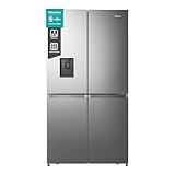 Hisense RQ758N4SWSE Frigorifero Quattro Porte Americano, Grande capacità 606 litri, Finitura Inox, Total No Frost, Classe E, Motore Inverter, Metal Cooling, Convert Zone, WiFi