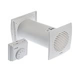 Ø 100mm Scambiatore di Calore con Termostato - Kit di Distribuzione del Calore a Parete - Set di ventilazione - Plastica Bianca