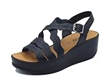 IGI&CO 5668500 Vitello Nero Sandali per Donna in pelle con zeppa alta e fibietta (Taglia 39)