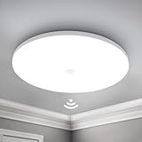 Yafido 18W Plafoniera LED Soffitto con Sensore di Movimento, Ø30 Lampada a Soffitto Ultra Sottile Rotonda, 6500K Bianco Freddo Plafoniera per Corridoio, Garage, Ingresso, Scala