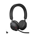 Jabra Evolve2 65 Wireless PC Headset – Noise Cancelling, Ottimizzato per Microsoft Teams, Dongle USB-C, Nero, Stereo