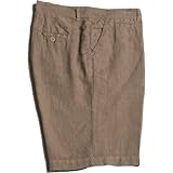 La Primula Verde Bermuda Pantalone Corto da Uomo in Puro Lino, Tinta Unita al Filo, Elegante, dalla S alla 3XL, in 5 colorazioni, Bianco, Blu, Verde, Beige e Rosso (52 XL IT Uomo, Beige)