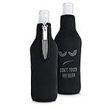 kwmobile 2x Cooler Sleeve per Bottiglia 330ml - per Birre e Altre Bevande - Realizzato in Neoprene Don t touch my beer bianco/nero Isolante