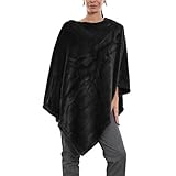 Toocool Poncho Donna Mantella Eco Pelliccia Morbido Caldo Coprispalle 1-051 [Taglia Unica,Nero]