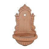 Biscottini Fontana a Muro da Esterno 64x24x41 cm - Fontana da Giardino Esterno in Terracotta Toscana - Fontana a Parete da Esterno Made in Italy