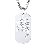 PROSTEEL Piastrine Militari Personalizzabile Collana Militare Cindolo Dog Tag Incisione Testo Imformazioni Mediche Acciaio Inossidabile, Piastrina Militare Personalizzata Donna Uomo Argento