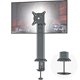 HEMUDU, Supporto singolo alto per monitor da scrivania adatto per schermo piatto curvo da 13" a 32", girevole, regolabile in altezza, con rotazione, può supportare fino a 35 kg, nero