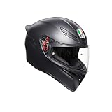 K1 Agv E2205 Solid Casco Moto Uomo, Nero Opaco, L