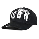 Cappellino Dsq Icon Visiera Lettere da Ricamo Icon Cappelli da Baseball Cappelli Snapback Sport Berretto Hip-Hop(Nero)