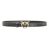 Pinko Love Berry H2 Belt Vitello Set Cintura, Z99q_Nero-Antique Gold, L Donna