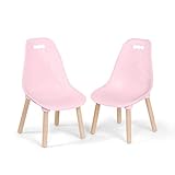 B. spaces - set di 2 sedie per bambini rosa con gambe in legno - mobili in legno per bambini, stabili, eleganti con gambe in legno e senza PVC - 3 anni+