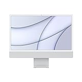 Apple 2021 Computer desktop all-in-one iMac con chip M1: CPU 8 core, GPU 8 core, display Retina da 24", 8GB di RAM, 256GB di archiviazione SSD. Compatibile con iPhone/iPad; color Argento