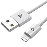 RAMPOW Cavo iPhone, Cavo iPhone USB Cavo Lightning Ricarica, Cavo Caricatore iphone Carica Rapida [Certificato MFi C89] Compatibile per iPhone 14/14 Pro/13/12/11/Pro Max/8/7/XR, iPad - Bianco/1M