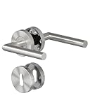 AwmnSrman Maniglia Della Porta Set Maniglia Della Porta in Acciaio Inox Spazzolato Porte Interne del Bagno e Della Toilette la Forma di L Maniglia Set Argento