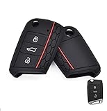 Cover Guscio Chiave Compatibile Con Volkswagen Golf Polo Tiguan T ROC T CROSS Passat Compatibile Con Seat Gomma 3 Tasti Portachiavi Custodia Morbido Protezione Telecomando Auto (nero)