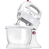 MPM MMR-16Z Impastatrice per Pasticceria con Ciotola Rotante 3,4 L, senza BPA, 5 Velocità + Turbo, Aste e Gancio per Impastare in Acciaio Inox, Bianco, 750W