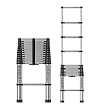 Scale estensibili 7m/6m/5m/4m/3m/2m Scala telescopica Scala telescopica in alluminio leggero Facile retrazione Scala estensibile antiscivolo per soffitta, capacità 330 libbre (Argento 3,9 m/12,7 pied