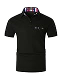 VMSUCIJ Polo Uomo Manica Corta Basic Slim Fit Plaid Colorato Golf Tennis Tshirt con Tasca Vera,a-nero01,XXL