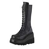 Xmiral Stivali donna Scarpe Stringate Basse Piattaforma Scarpe grosse Stivali casual Zeppe Punk Goth Cerniera Stivali a metà polpaccio (38,nero)